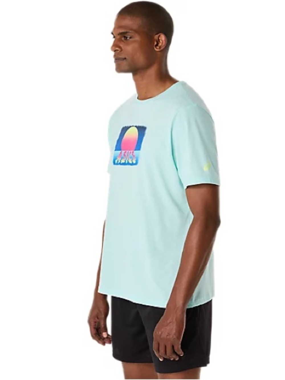 Asics White Short Sleeve Graphic Tee Oversized Unisex with Sunset Size 2XL - Picture 2 of 6